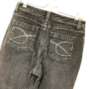 Chico's 1 Black Facet Jeans Womens M Short 29 x 27.5 Bling High Waist‎